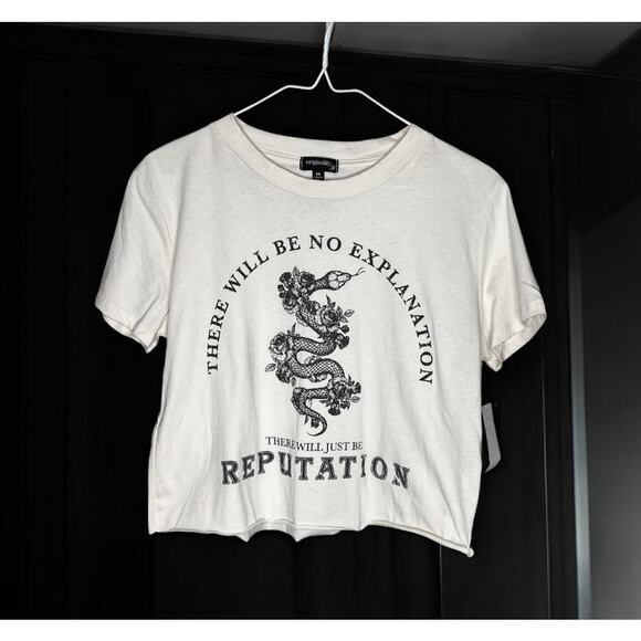 Originality Tops - New Originality Reputation Tour Graphic Tee Shirt White Cropped